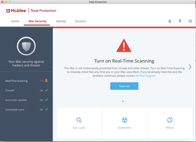 McAfee Total Protection for Mac Scanning.