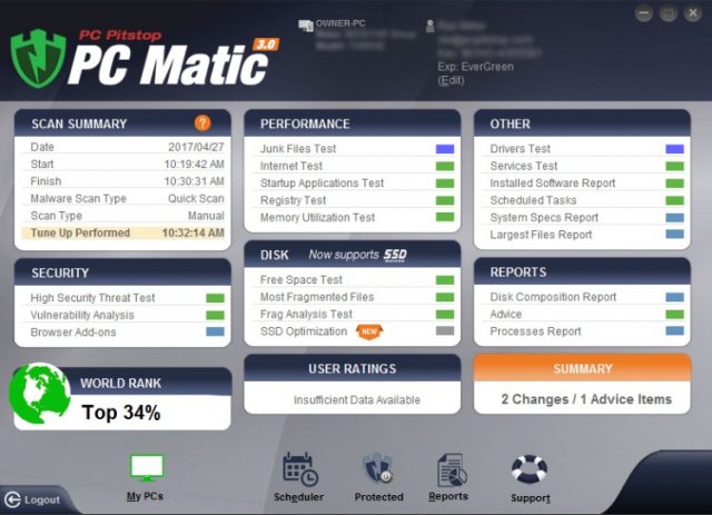 PC MAtic Antivirus Performance and Features.
